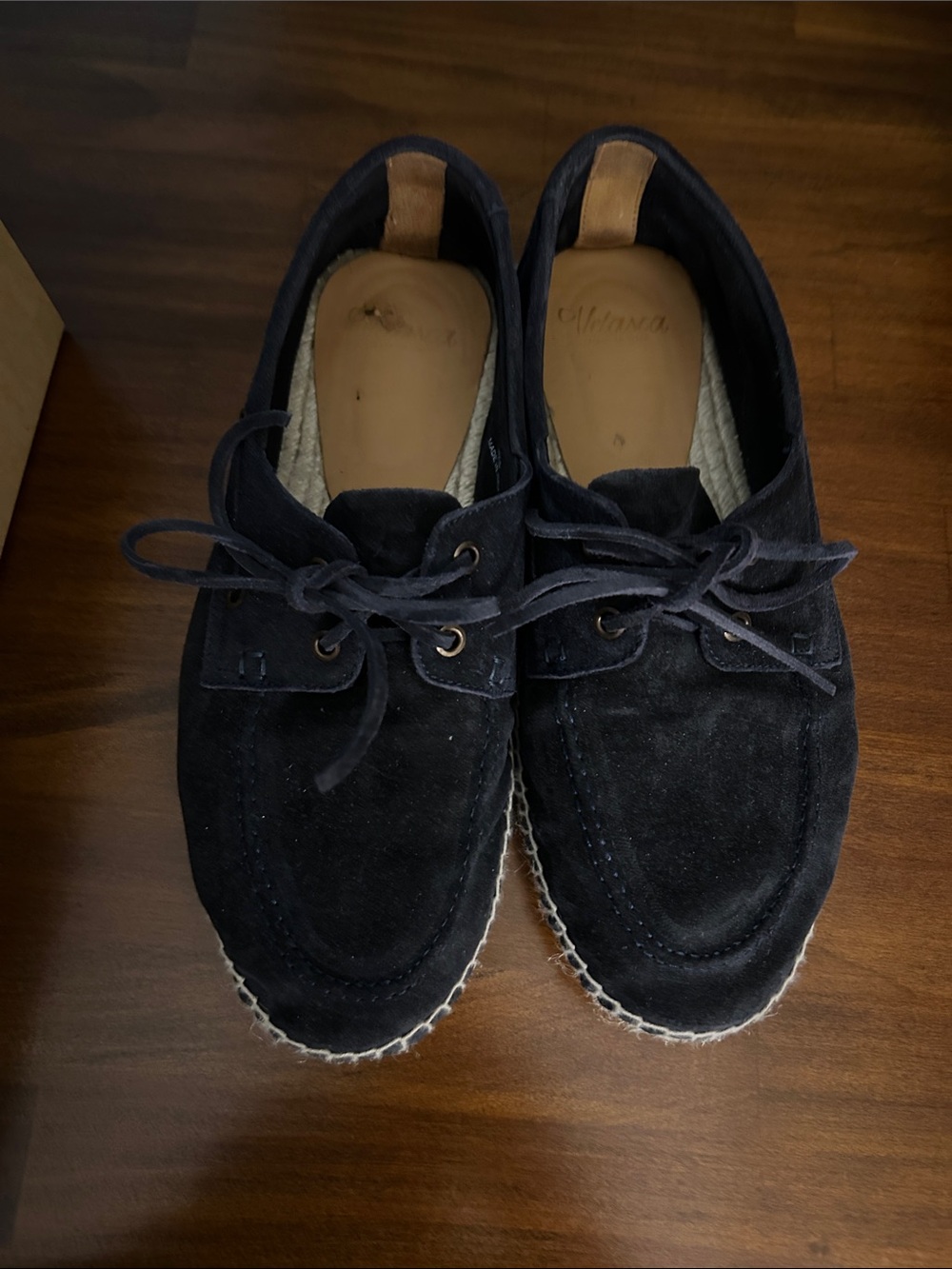 Men's Navy Suede Lace-Up Boat Shoes with Espadrille Sole
